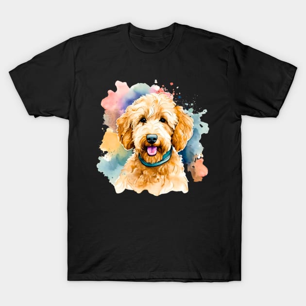 Adorable Goldendoodle Watercolor T-Shirt by Doodle and Things